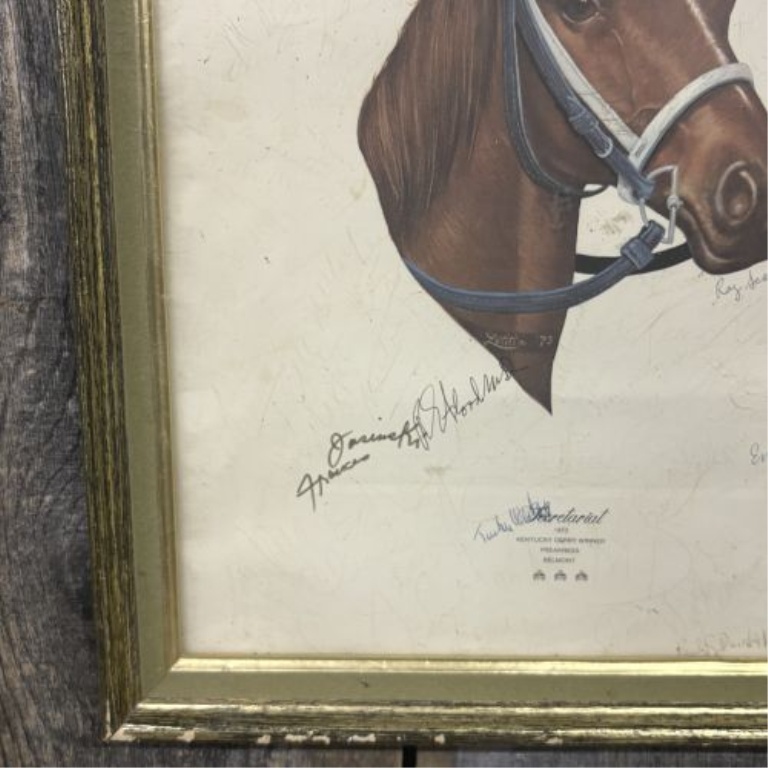 Framed Secretariat 1973 Triple Crown Commemorative Print with Lucien Laurin Signature