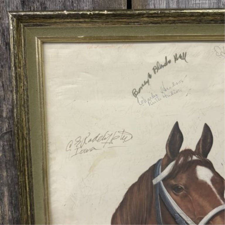 Framed Secretariat 1973 Triple Crown Commemorative Print with Lucien Laurin Signature