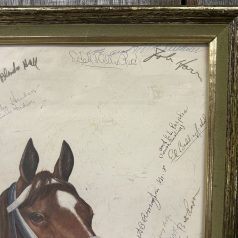 Framed Secretariat 1973 Triple Crown Commemorative Print with Lucien Laurin Signature