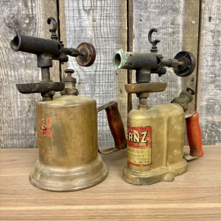 A Pair of Otto Bernz Co. Brass Gasoline Blowtorches