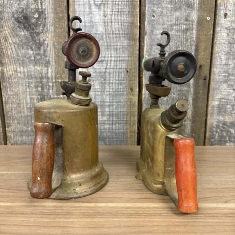 A Pair of Otto Bernz Co. Brass Gasoline Blowtorches