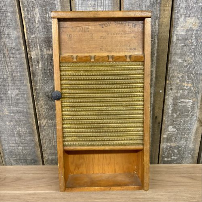 Repurposed National Washboard Co No 801 The Brass King Wood and Brass Wall Cabinet