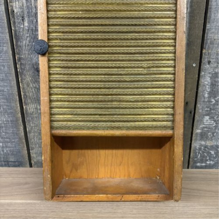 Repurposed National Washboard Co No 801 The Brass King Wood and Brass Wall Cabinet