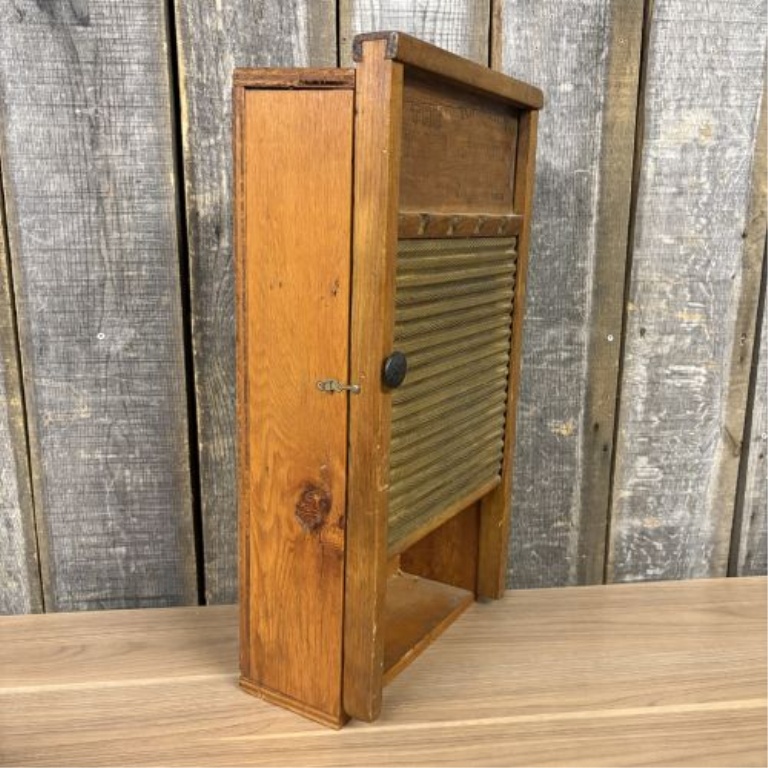 Repurposed National Washboard Co No 801 The Brass King Wood and Brass Wall Cabinet