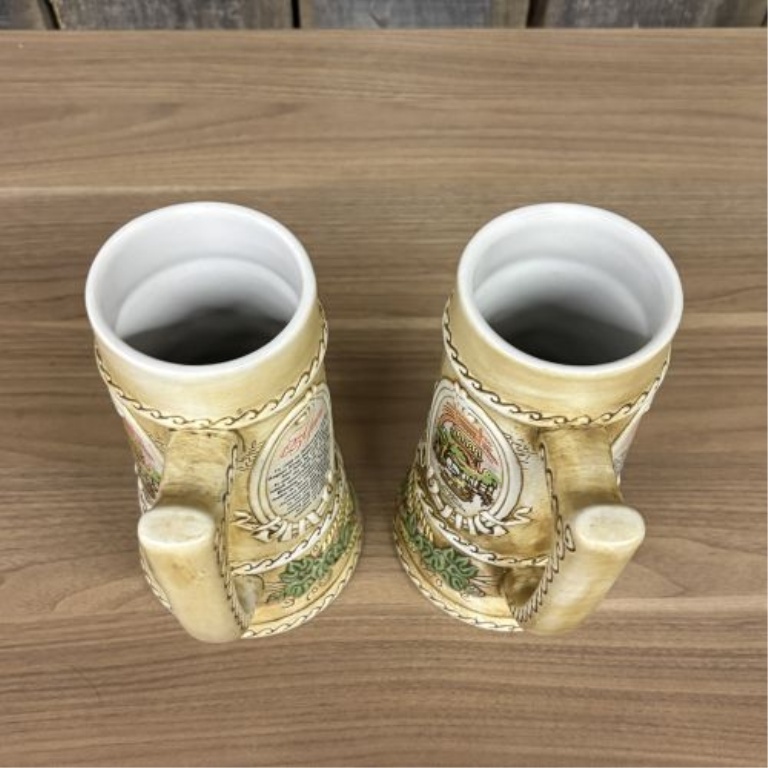 A Pair of Jos. Schlitz Brewing Co. 125th Anniversary Commemorative Steins by Ceramarte