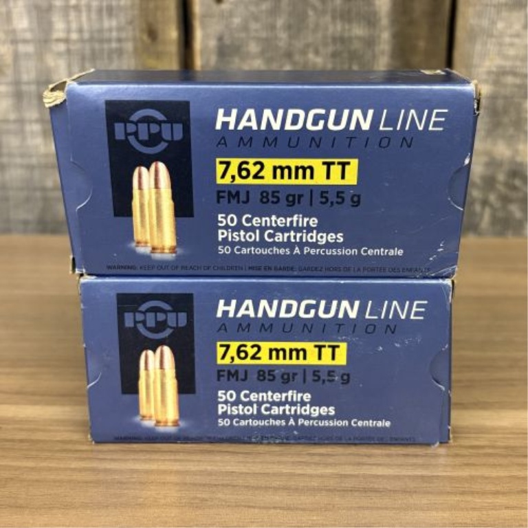 A Pair of Boxes of Prvi Partizan Handgun Line 7.62x25mm Tokarev Ammunition