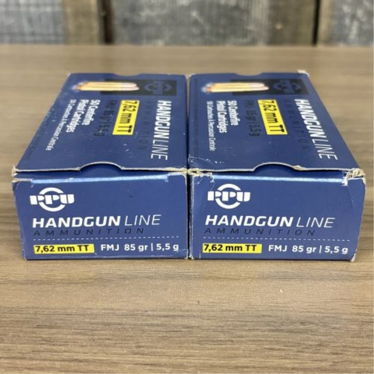 A Pair of Boxes of Prvi Partizan Handgun Line 7.62x25mm Tokarev Ammunition