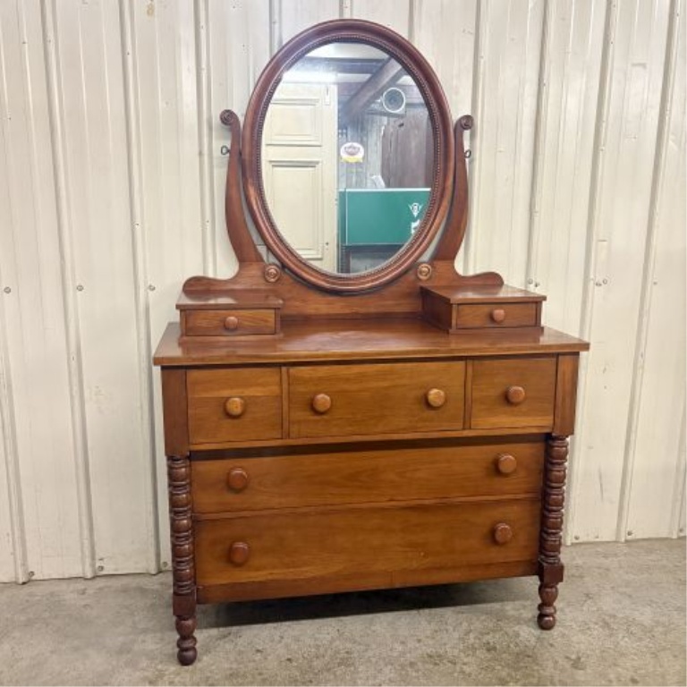 Davis Cabinet Company Collectors Cherry Dresser with Oval Mirror