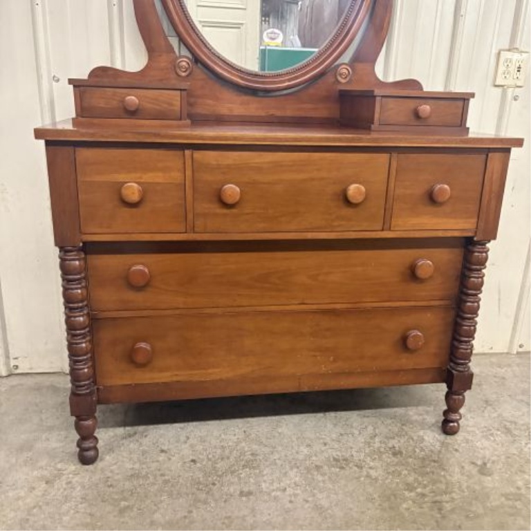 Davis Cabinet Company Collectors Cherry Dresser with Oval Mirror