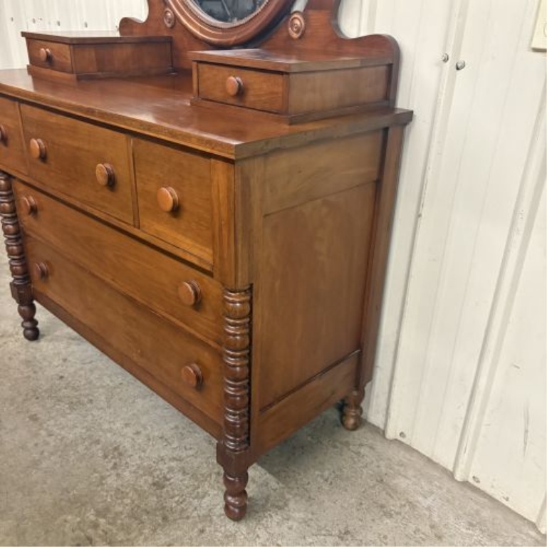 Davis Cabinet Company Collectors Cherry Dresser with Oval Mirror