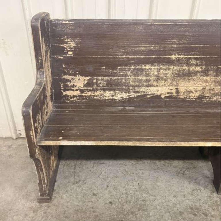 Antique American Solid Wood Church Pew Bench