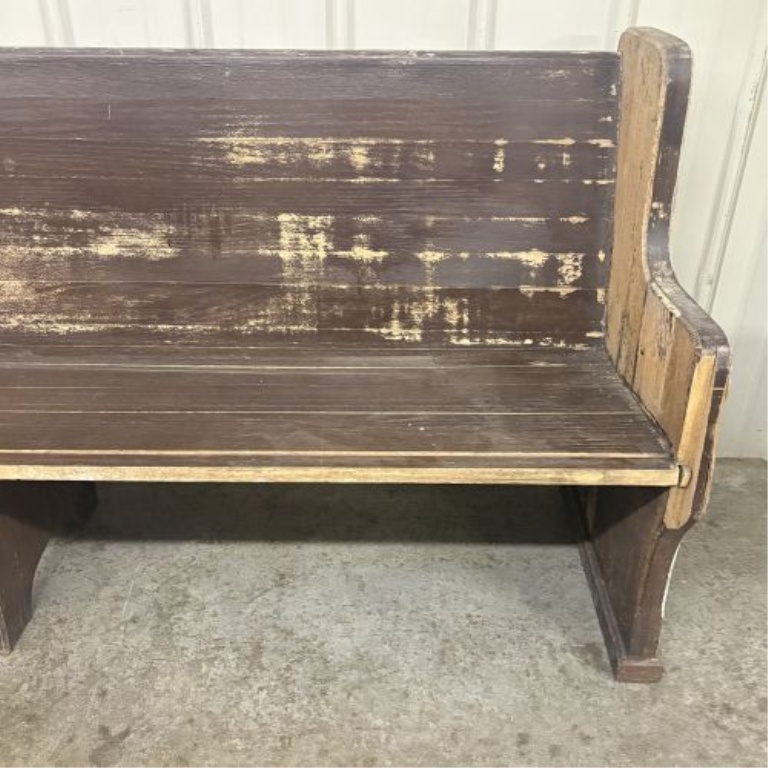 Antique American Solid Wood Church Pew Bench