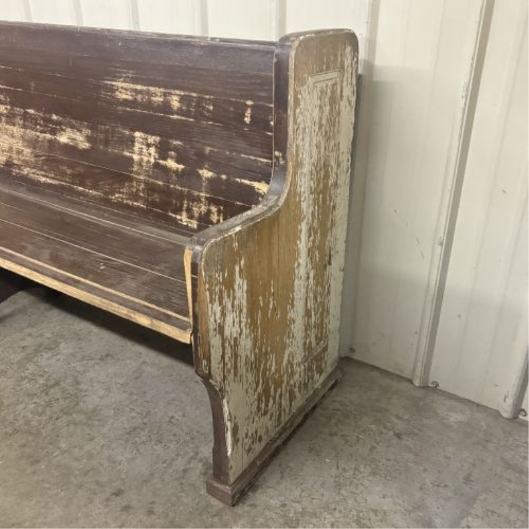 Antique American Solid Wood Church Pew Bench