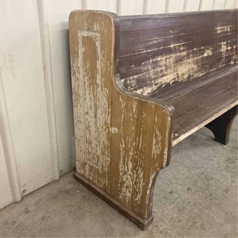 Antique American Solid Wood Church Pew Bench