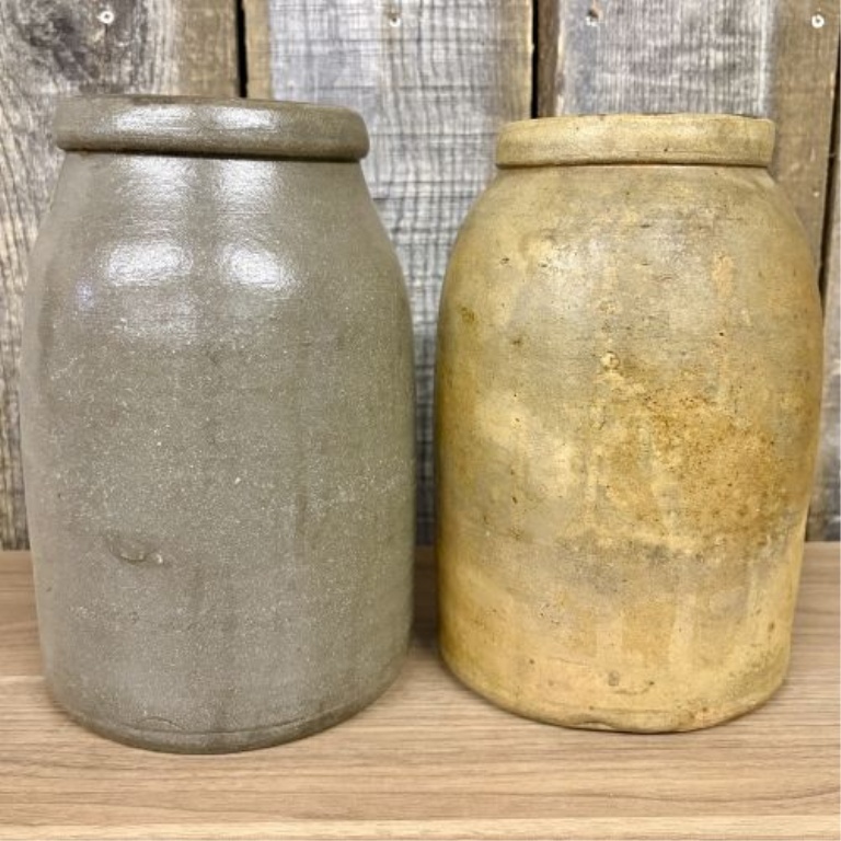 Two 19th-Century American Stoneware Storage Jars