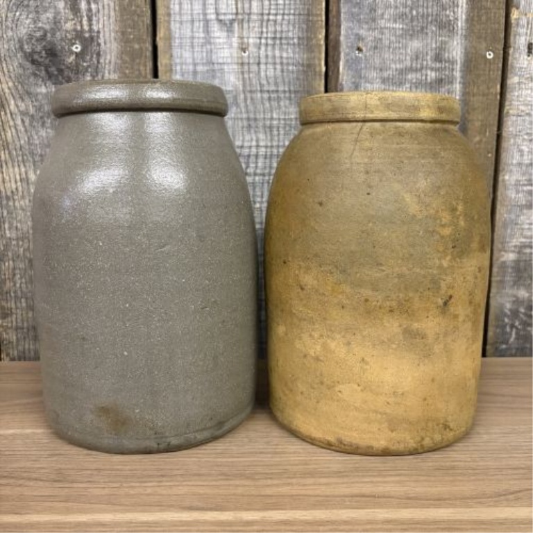 Two 19th-Century American Stoneware Storage Jars