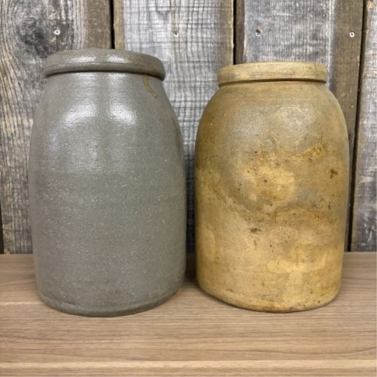 Two 19th-Century American Stoneware Storage Jars