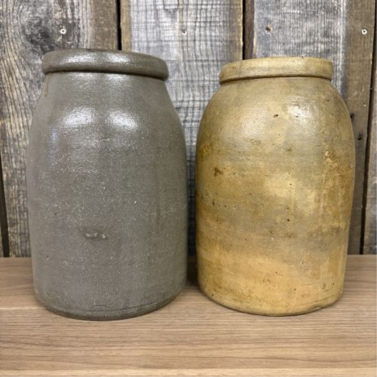 Two 19th-Century American Stoneware Storage Jars