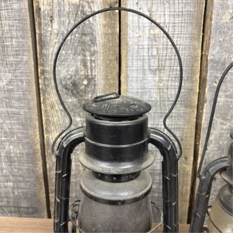 A Pair of Vintage Dietz No. 2 D-Lite and Little Wizard Kerosene Lanterns