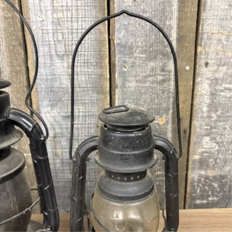A Pair of Vintage Dietz No. 2 D-Lite and Little Wizard Kerosene Lanterns