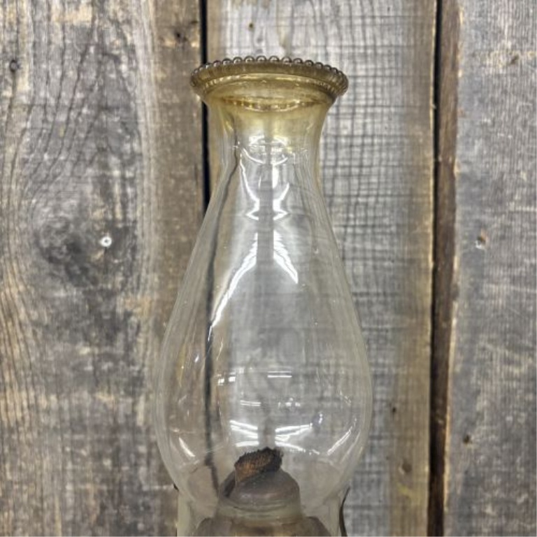 Plume and Atwood Opaque Green Pressed Glass Kerosene Oil Lamp