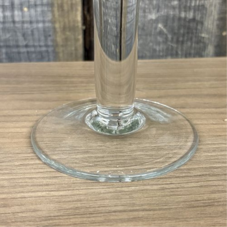 A Pair of Tall Clear and Frosted Glass Tulip Shape Candle Holders