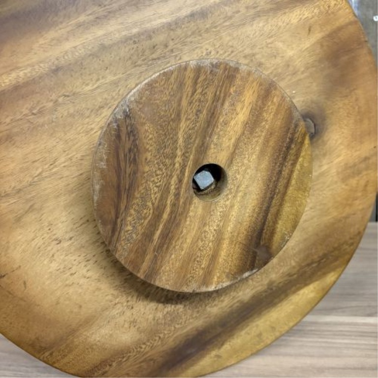 Vintage Hand-Carved Wooden Cake Stand with Dome Lid and Lazy Susan Base
