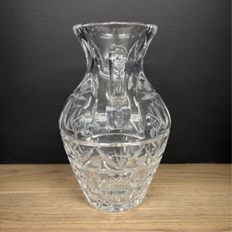 Two-Handled Cut Crystal Trophy Vase Attributed to Crystal Clear Industries Astor Pattern
