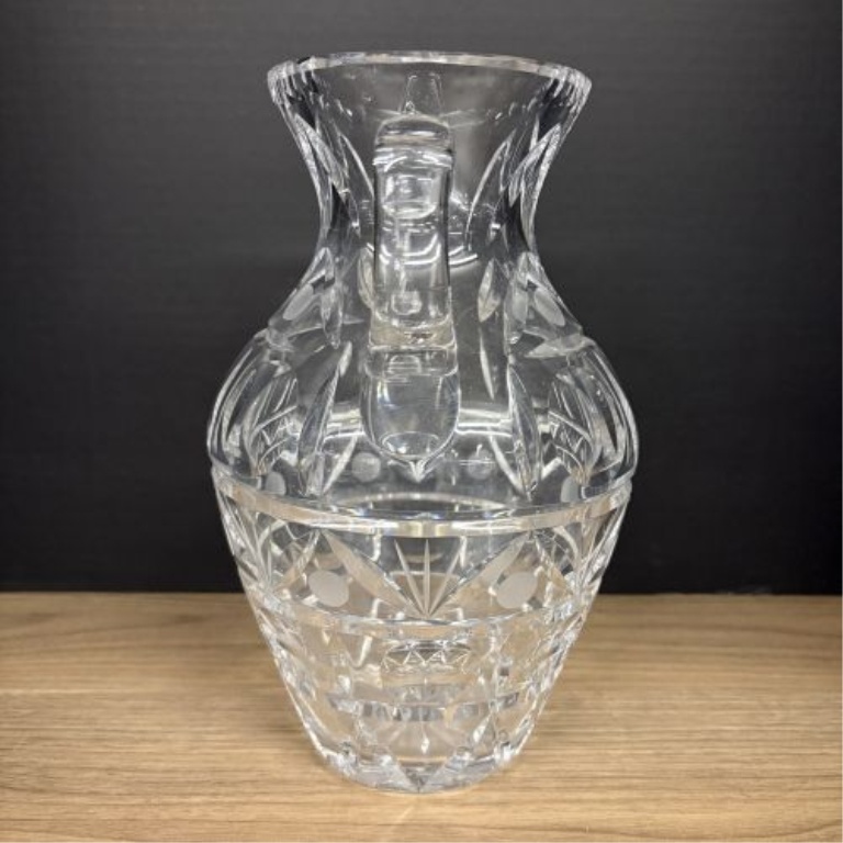Two-Handled Cut Crystal Trophy Vase Attributed to Crystal Clear Industries Astor Pattern