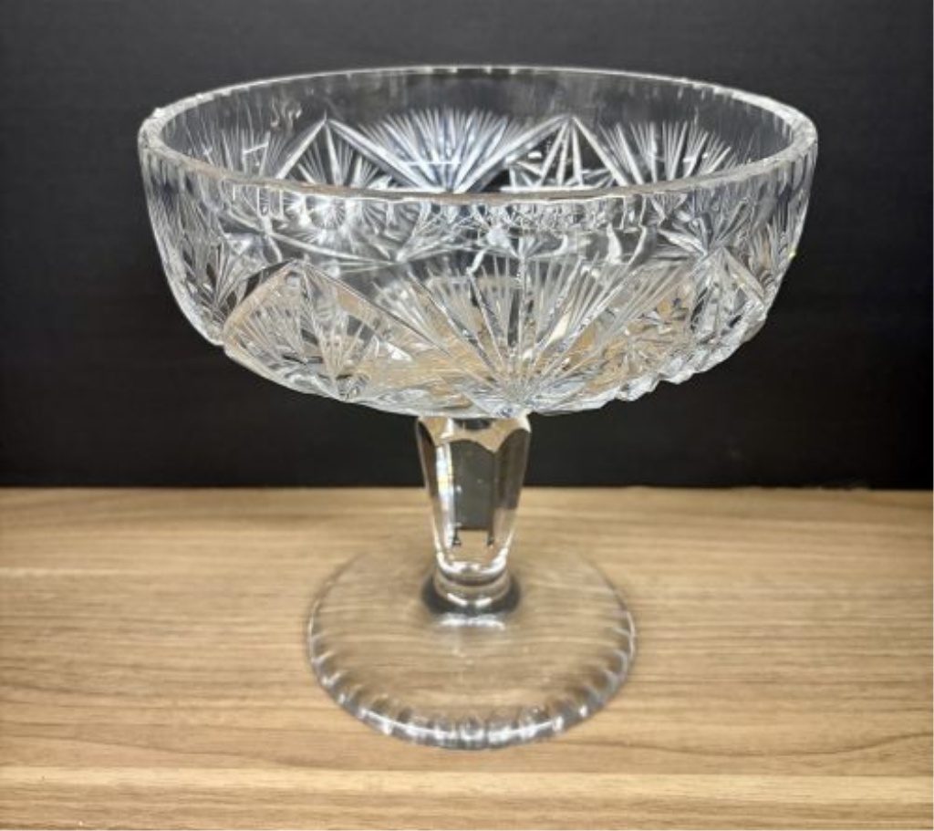 Footed Cut Crystal Compote in the American Brilliant Style