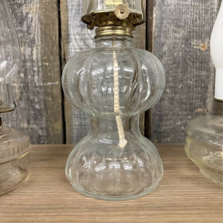 A Trio of Vintage Glass Kerosene Oil Lamps