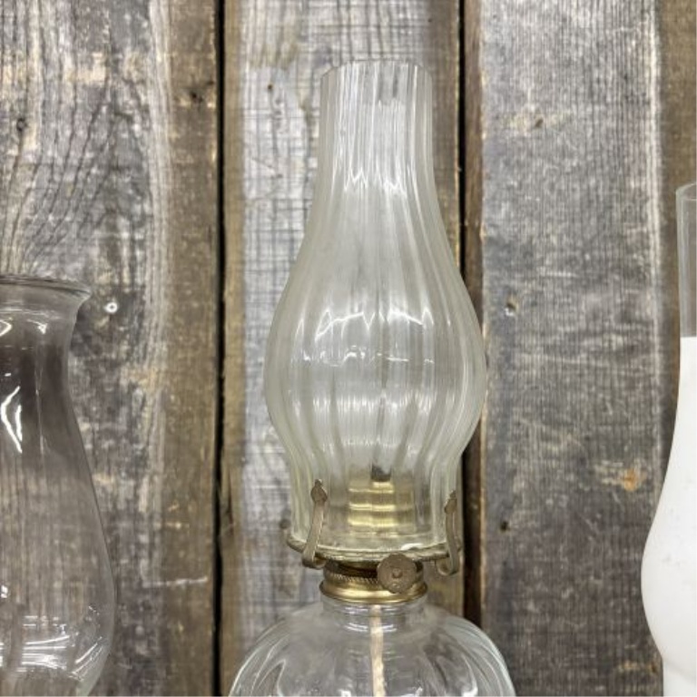 A Trio of Vintage Glass Kerosene Oil Lamps
