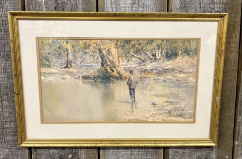 Paul Sawyier (American, 1865-1917), Autumn Angler, Limited Edition Lithograph
