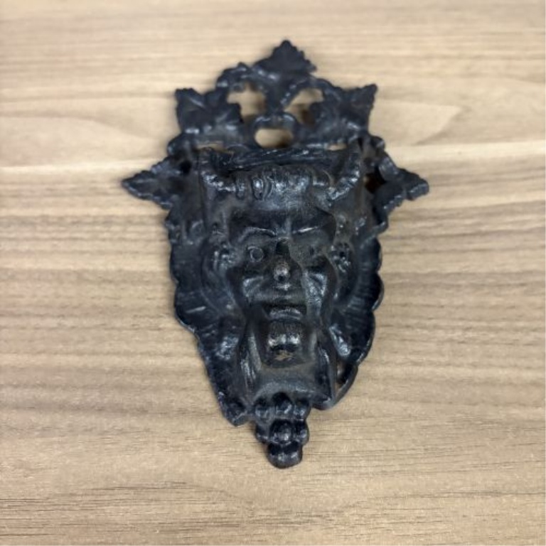 Two Victorian Cast Iron Wall-Mounted Match Pockets including Horace Greeley Depiction