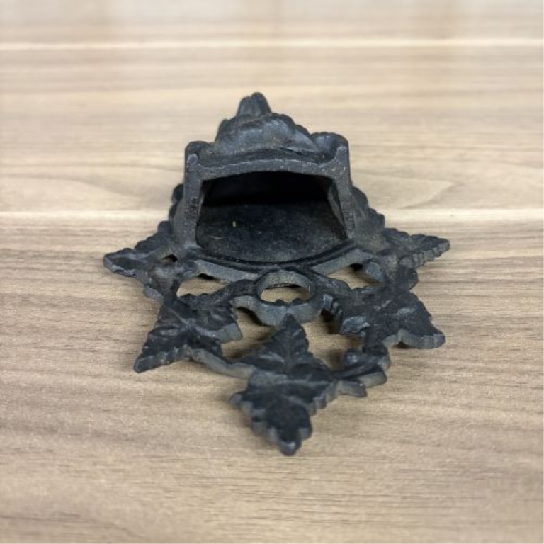 Two Victorian Cast Iron Wall-Mounted Match Pockets including Horace Greeley Depiction
