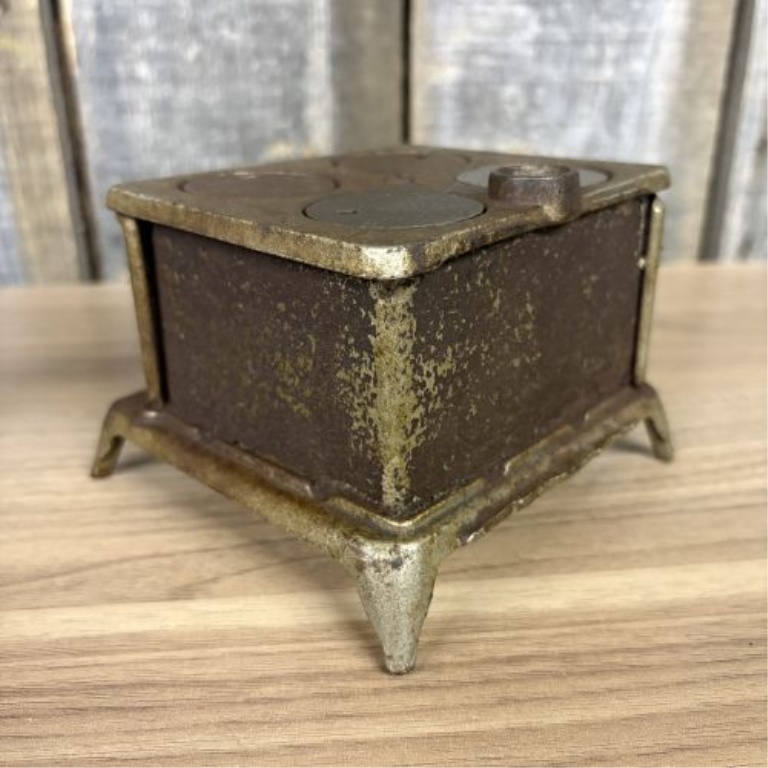Two Antique Miniature Cast Iron Toy Stoves