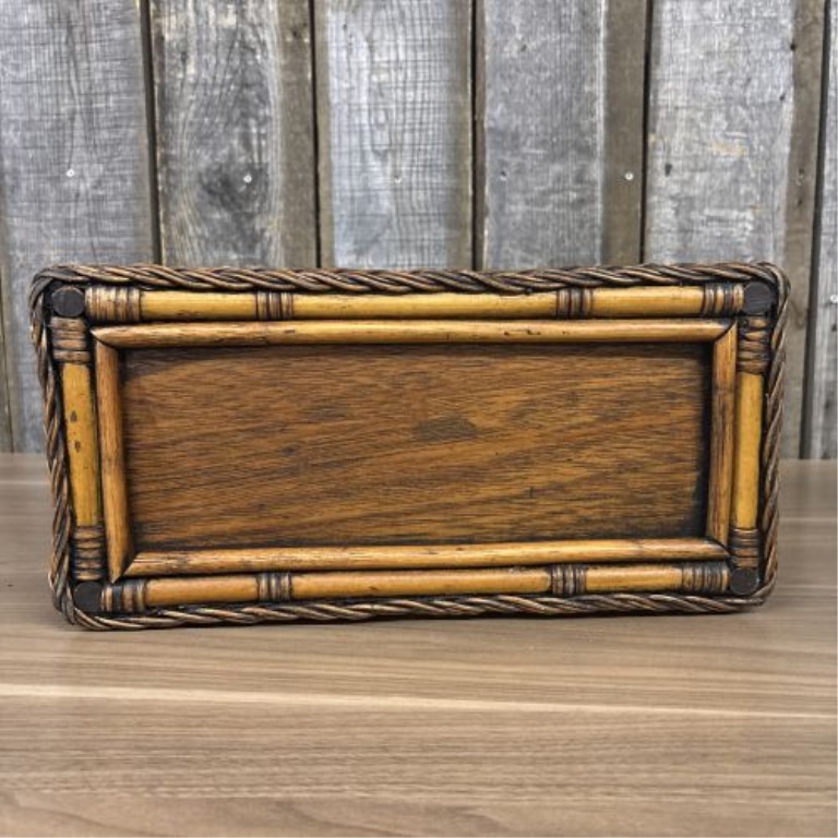 Vintage 1970s Woven Rattan and Wicker Magazine Rack Basket Carrier