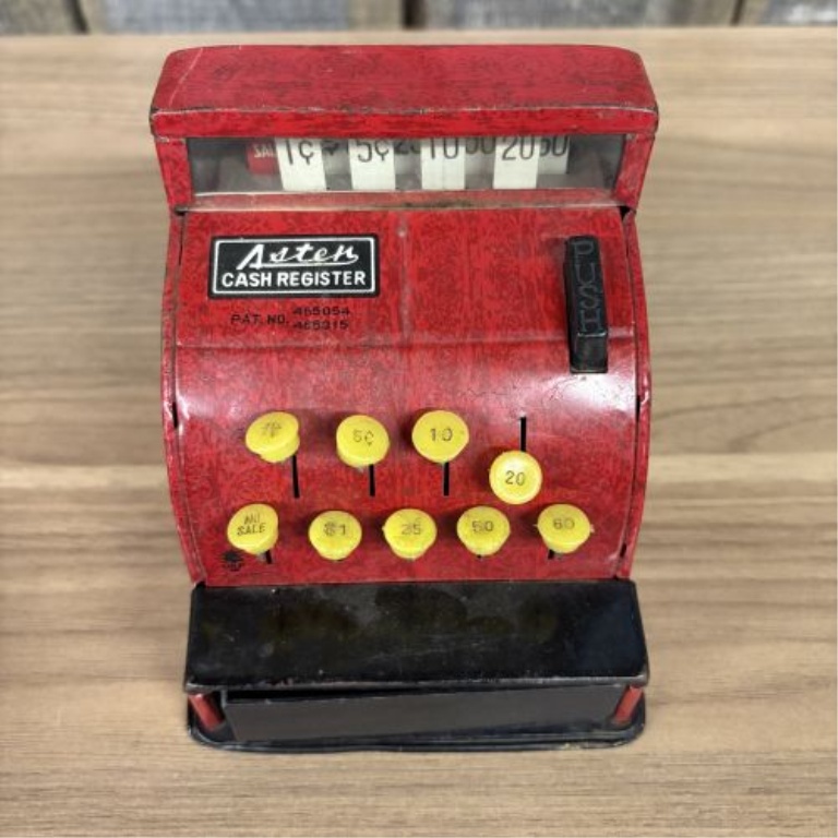 Vintage Aster 9-Key Toy Cash Register with OKP Logo Made in Japan