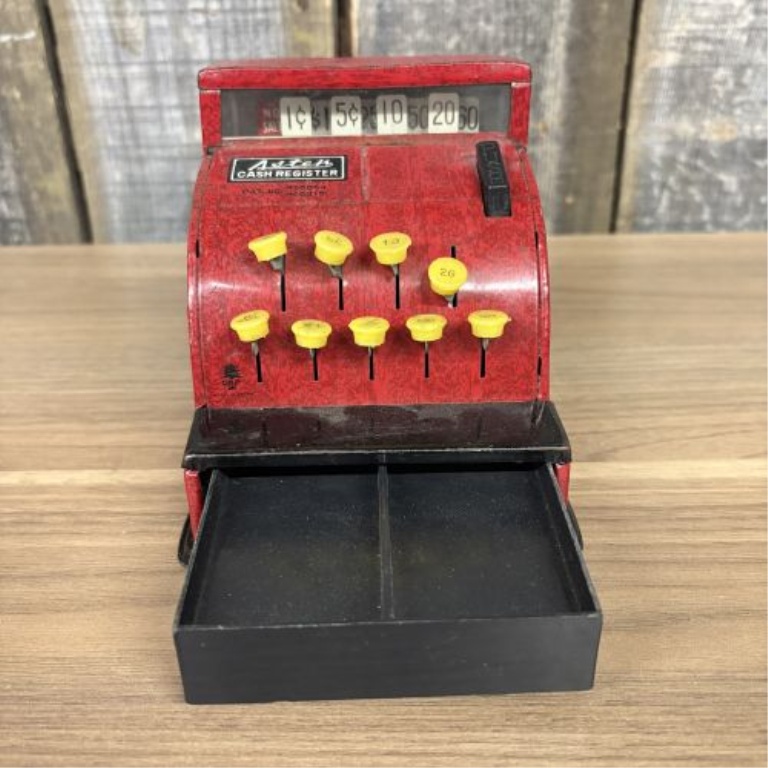 Vintage Aster 9-Key Toy Cash Register with OKP Logo Made in Japan