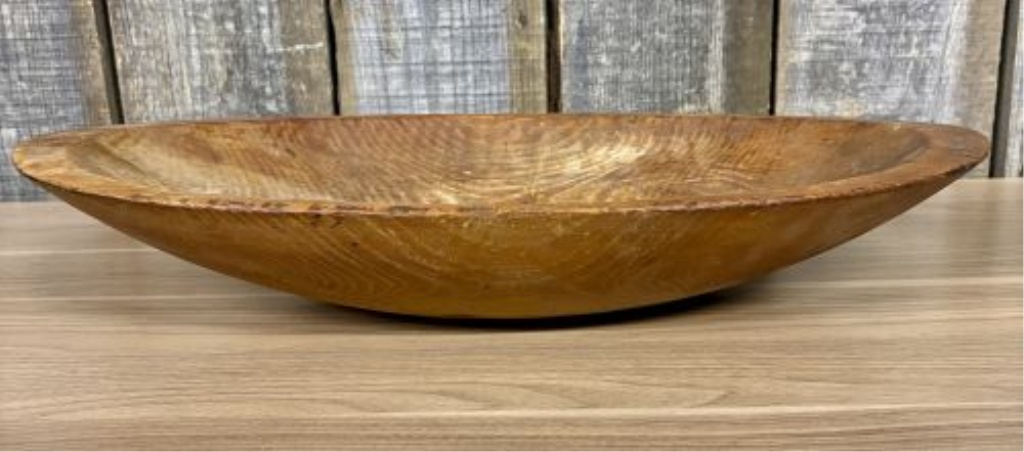 Large Antique Primitive Hand-Hewn Wooden Dough Bowl