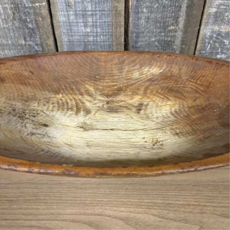 Large Antique Primitive Hand-Hewn Wooden Dough Bowl
