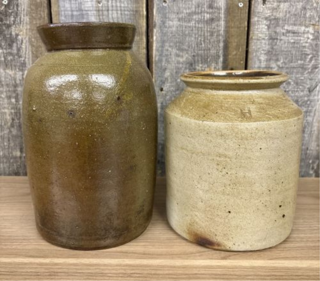 Two 19th Century American Glazed Stoneware Jars