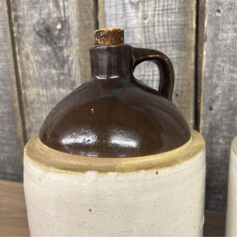 A Pair of Antique American Stoneware Shoulder Jugs