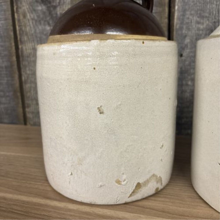 A Pair of Antique American Stoneware Shoulder Jugs