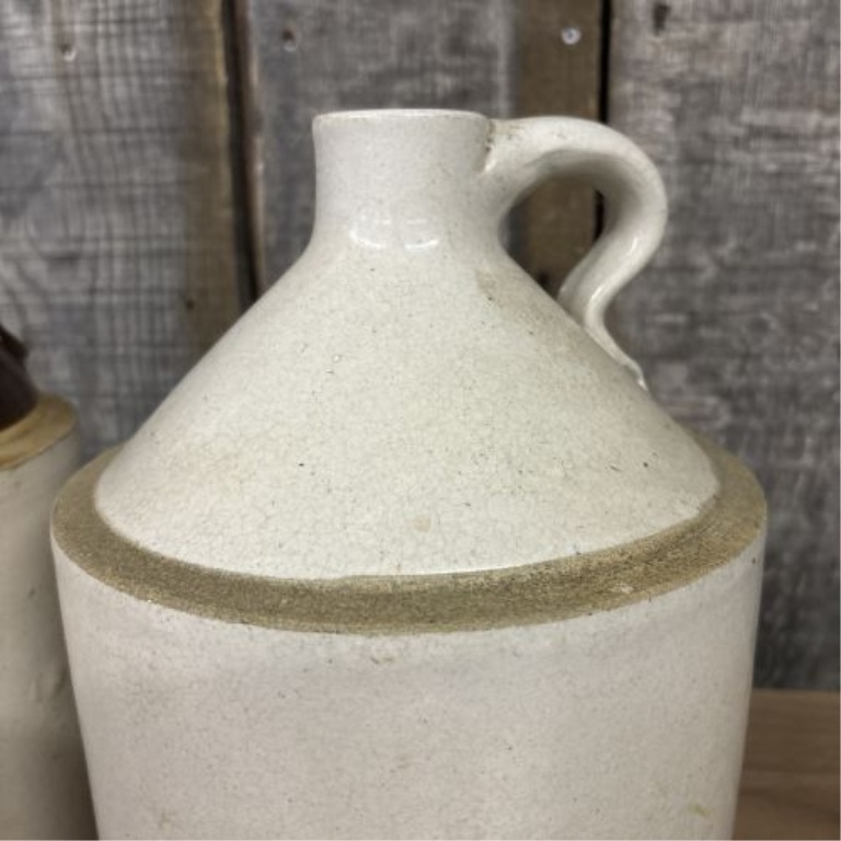 A Pair of Antique American Stoneware Shoulder Jugs
