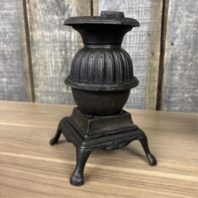 A Pair of Vintage Miniature Cast Iron Potbelly Stoves
