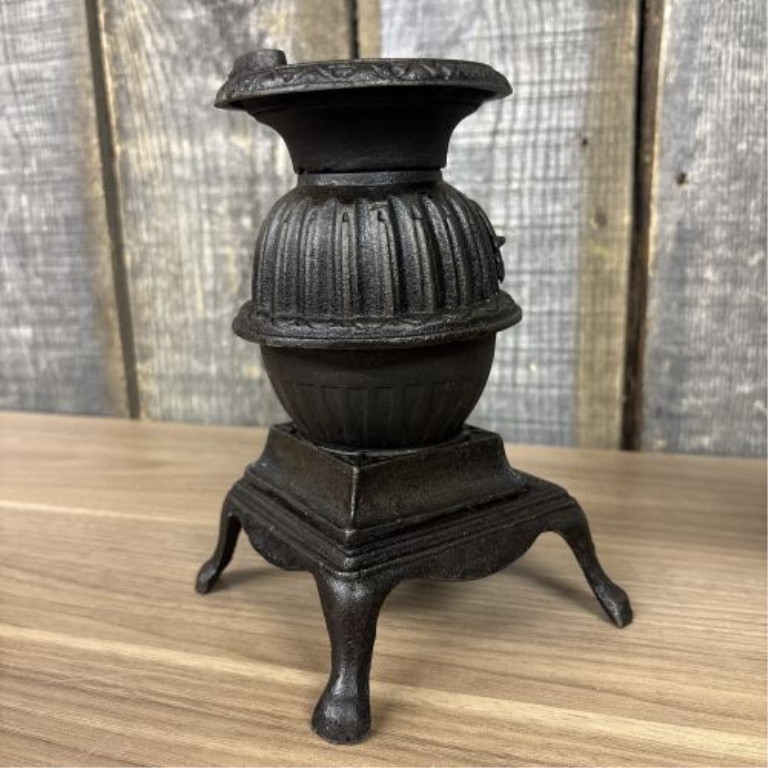 A Pair of Vintage Miniature Cast Iron Potbelly Stoves