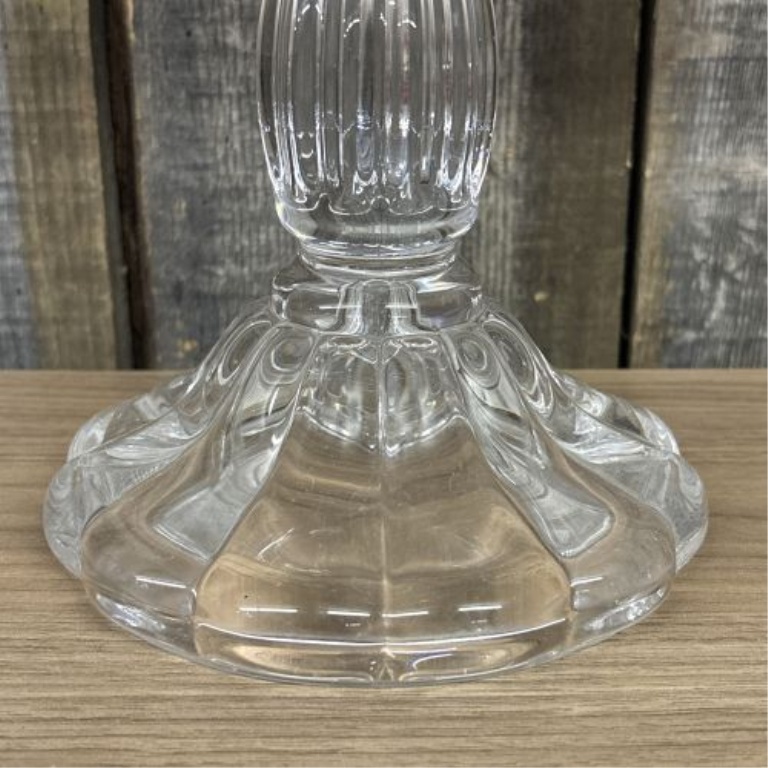 Three-Light Cut Glass and Crystal Candelabrum with Hanging Prisms
