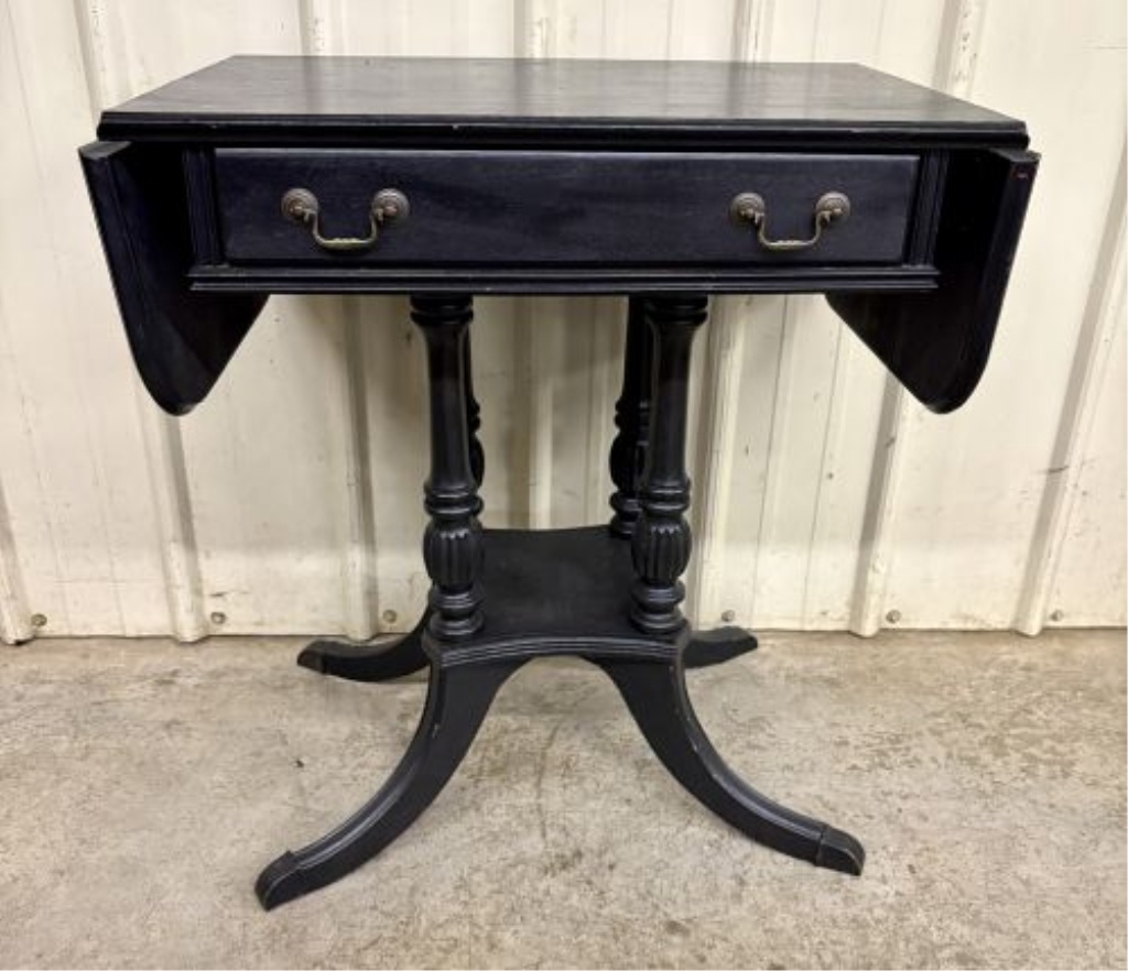 Federal Style Ebonized Drop-Leaf Side Table