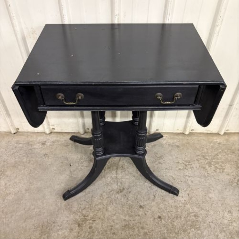 Federal Style Ebonized Drop-Leaf Side Table